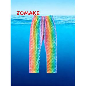 JOMAKE 2-9Y Leggings pour enfants, taille élastiquée, respirant, motif écailles de poisson coloré