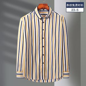 Chemise homme à manches longues, business casual, rayures verticales, élastique, sans repassage, multicolore