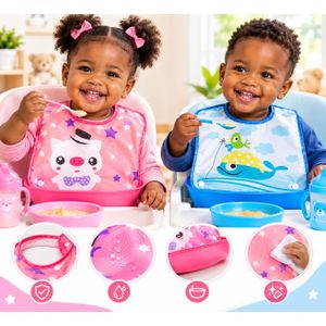Bavoir bébé imperméable avec poche récupératrice