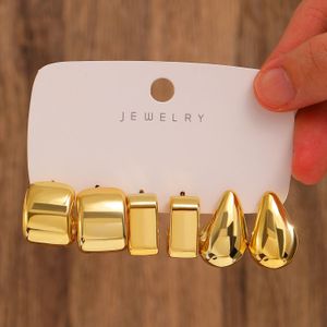 Ensemble 6 Pièces de Boucles d'Oreilles Bijoux Accessoires Minimalistes pour Femmes - Or