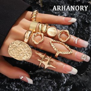 ARHANORY 10 pcs/ensemble de bagues en or pour dames, anneaux réglables empilables pour femmes