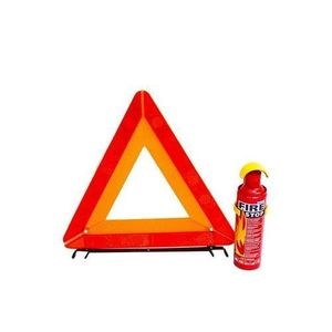 Ensemble Extincteur Et Triangle De Signalisation - Rouge