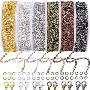 Matériel de fabrication de bijoux en chaîne de 60 pieds, adapté pour fabriquer des colliers, des boucles d'oreilles, des bracelets, et des kits de bricolage.