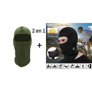 2 pièces Mode Cagoule De Protection De Visage Pour Vélo / Moto - 1Noir 1vert