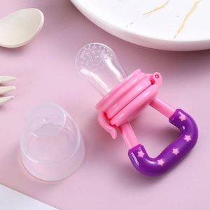 Sachet à mâcher en silicone pour fruits et légumes, aide alimentaire pour bébés édentés, sûr et rassurant-rose