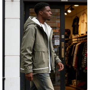 VEOUNDK Blouson Capuche Homme Coupe Ample Streetwear Décontracté