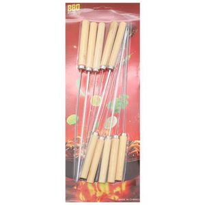 Brochettes BBQ en Acier Inoxydable avec Poignée Bois – Résistantes & Réutilisables