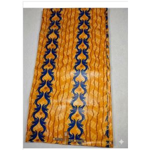THIOUB MALI / Jaune moutarde + motif bleu-6 METRES