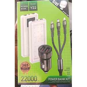 ALARM KIT Power bank  22000 mah - CABLE 3 EN 1 ET CHARGEUR VOITURE