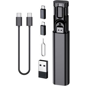 Flushrenic Kit de câbles adaptateurs de charge USB multiple, boîtier de câbles de charge multiple convertisseur USB C vers appareil iOS/Type C/Micro/USB A, boîte de stockage du convertisseur pour voyager, chargement de téléphone et tablette, transfert de données PC