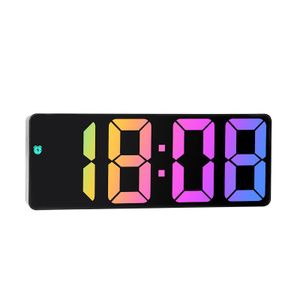 Réveil à affichage couleur LED, réveil minimaliste de chevet, horloge intelligente à affichage numérique, horloge électronique LED arc-en-ciel