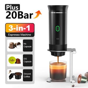 Portable Espresso Coffee Machine - 3-in-1, 60ml, Black, USB Rechargeable for Travel & Home