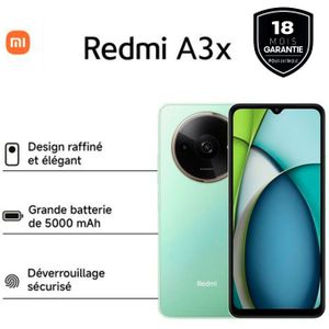 Xiaomi Redmi A3X - 6.71" - 4G - 2 sim - 4GB Ram - 128GB Rom - 8Mpx/5Mpx - 5000 MAh – Vert - Garantie 12 mois+ 1 puce Yas offert