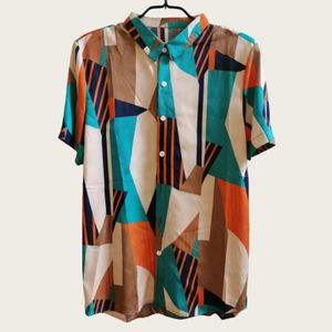 T-shirt décontracté à manches courtes et imprimé à l'encre hawaïen pour homme, chemise de plage boutonnée en bas