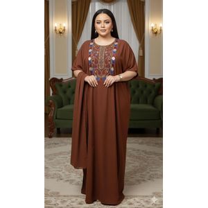 Robe simple en coton + voile  adapté à votre corps et confortable, Marron