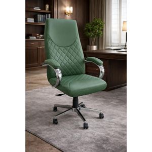 Fauteuil de bureau ergonomique haut de gamme – Revêtement vert, structure métallique et design contemporain - Chaise Bureau Haut de gamme 