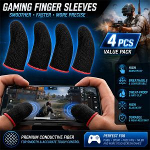 Litglobe Ensemble de 4 manchons de jeu pour doigts/pouces – Manchons pour manettes de jeu mobiles tactiles anti-transpiration, respirants et sans couture, adaptés à PUBG
