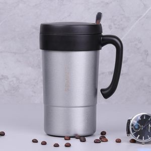 Coffee Tasse à café de bureau en acier inoxydable 580ML avec couvercle et cuillère