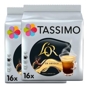 Tassimo L’OR Absolu – Dosettes Café 100% Arabica – Pack de 2 x 16 capsules de café (32 boissons)