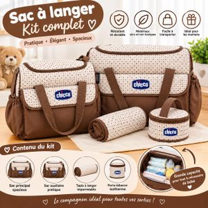 Chicco Sac à Langer 5 Pièces (2 Sacs Trousse Biberon Trousse accessoire Tapis langer
