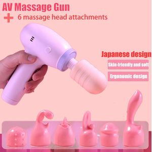 Pistolet fascia pour femmes adultes / masseur portable - livré avec 6 têtes de massage - Rose