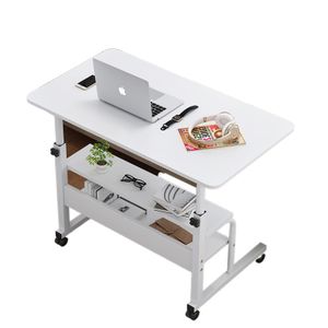 Table Multifonctions avec Etagères et Roue pour Ordinateur -Beige