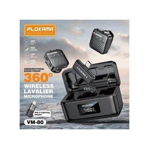 PLOKAMA Microphone Pro Sans Fil VM-80 – 2 Micros + Boîtier de Charge LED – Fixation Magnétique