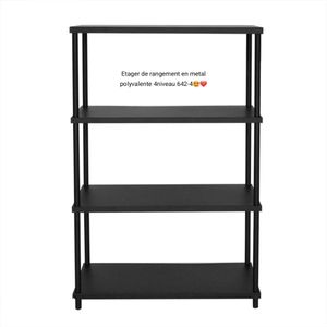 Fe Étagère à Chaussures En Métal - 4 Niveaux - Noir
