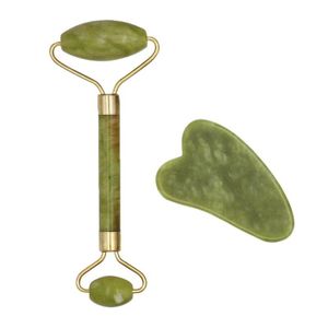 Ensemble de Rouleau De Jade naturel et de Gua Sha