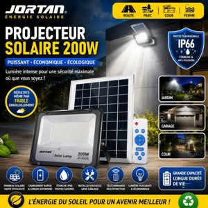 Projecteur Solaire LED 200W Avec Panneau Solaire, Télécommande – Lampe Extérieure Étanche IP66 Haute Puissance