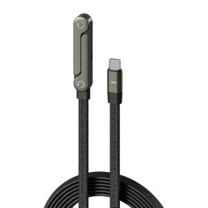 Câble de charge rapide PD 240W USB-C vers USB-C, avec support de téléphone pliable - 1,5 m