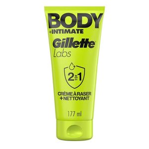 Gillette Labs Body + Intimate – Crème à Raser & Nettoyant 2-en-1 (177 ml)