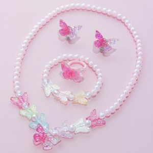 Ensemble de Bijoux pour Enfants Papillons Dégradés de 5 Pièces