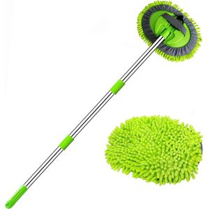 TodyJeyHo Balai à laver les voitures, kit de brosse de lavage voiture, éponge de gant de lavage, microfibre chenille à long manche, kit de lavage voiture, kit de soins auto, tête de remplacement sans rayures, voiture, RV, camion