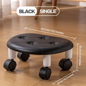 Tabouret bas roulant et coulissant - Repose-pieds en plastique élégant et durable, disponible en noir - Parfait pour changer de chaussures et le rangement, également adapté comme petit tabouret de salle de bain.