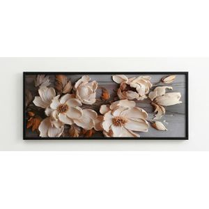 Tableau Fleurs de Lin en Relief 3D - 40X18 cm