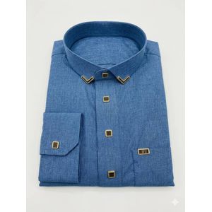 chemise El hadji -avec bouton en fer -couleur bleu maya