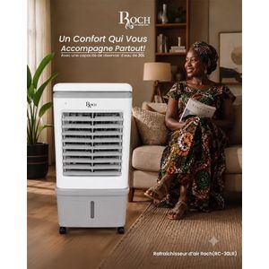 Roch Refroidisseurs d'air Roch Rc-30lr– Ventilateur à Eau - Blanc – 30 Litres – Garantie 6 Mois