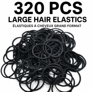 Lot de 320 boucles élastiques noires résistantes, bandes extensibles multifonctions