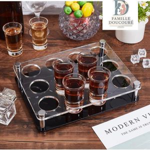 Support Présentoir pour 12 cannettes ou Verres à Shot en Acrylique - Noir et Transparent - Design Moderne pour Bar et Soirées 
