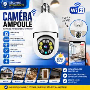 Caméra Ampoule WiFi 3MP E27 – Vision Nocturne Couleur – Détection de Mouvement – Audio Bidirectionnel – Application YI IoT