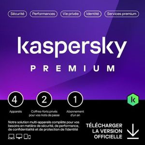 Kaspersky Premium securite totale – 4 appareils, un coffre fort prive pour les mots de passe et un abonnement d'1 an