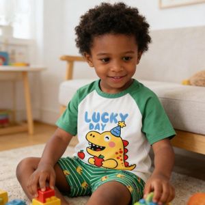 Vêtement Bébé Garçon 1-3 Ans - Ensemble 2 Pièces T-Shirt + Shorty de Été - Pyjama Léger Coton Enfant Mignon Cartoon - Tenue Décontractée Respirant