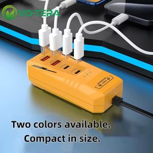 VoltEra Chargeur multifonctions, 4 ports, multiprise PD 60W charge rapide, hub USB, câble de données Type-C, multiprise - orange