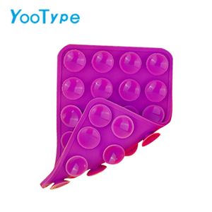 YooType YooType Support Téléphone Silicone Double Face Ventouse Rouge Foncé