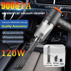 Aspirateur de voiture noir portable - sans fil, forte aspiration, USB rechargeable, têtes de brosse multi