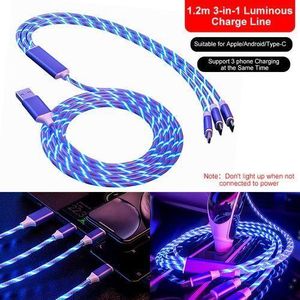 Câble de charge rapide lumineux 3-en-1 pour Apple/Android/Type-C