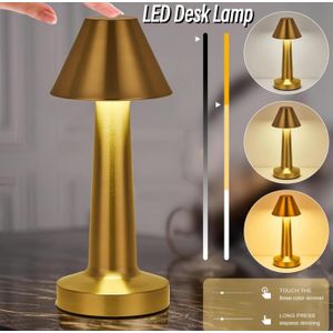 Lampe de table vintage en or LED chargeur USB, lumières de nuit rechargeables tactile, 3 couleurs réglables pour restaurant, bar, café, chambre, lampes décoratives haut de gamme