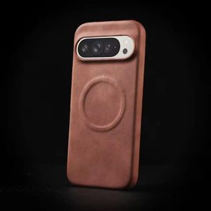 Google Pixel Etui de protection premium 10 pro XL avec finition en cuir dain couleur marron fonce