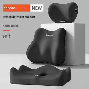 Ensemble appui-tête et soutien l-ombaire pour siège auto : Oreiller cervical et coussin de dossier ergonomiques en mousse à mémoire de forme (Conçu pour les conducteurs) - Adapté aux voitures, chaises de bureau et fauteuils gaming (Noir)